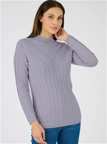 Cable Mock Turtleneck