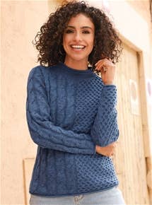 Mixed Knit Mockneck Sweater