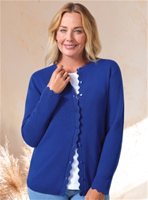 Scallop Edge Merino Wool Cardigan
