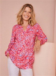 Floral Pintuck Tunic Top
