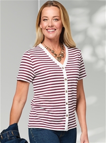 Textured Button Front Knit Top
